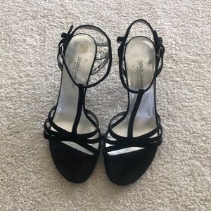 Black velvet Dolce & Gabbana sandals.